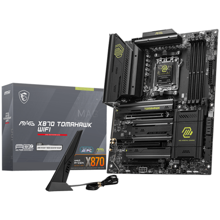 Componente PC - MSI MAG X870E TOMAHAWK WIFI, ATX, Socket AM5, 4x DDR5 Dual Channel DDR5 up to 8400(OC)MHz, 3x PCIe 3.0 x16 slot, 4x M.2 slot, 4x USB 2.0, 3x USB 5Gbps, 2x USB 10Gbps, 1x 10Gbps Type-C, 2x 40Gbps Type-