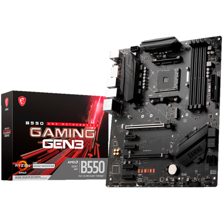 MSI Main Board Desktop B550 GAMING GEN3 (AMD B550 Chipset)  AM4, 2xPCI-Ex16, 1xPCI-Ex1, 4 x USB3.2, 2 x USB2.0, 6x SATAIII, M.2, DVI-D, HDMI, ATX [0]