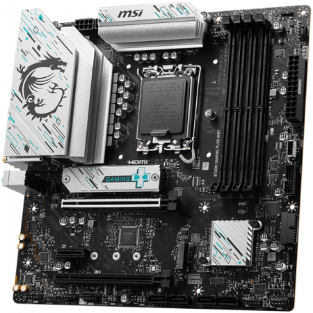Componente PC - MSI Main Board Desktop B760M GAMING PLUS WIFI, LGA 1700, 4xDDR5, mATX, Dual Channel DDR5 6800(OC)MHz, 2x PCIe x16 slots, 2x M.2 slots, 2x HDMI, 2x USB 3.2 Gen 2x2, 4x USB 3.2 Gen 1, 4x USB 2.0, 7.1 HD