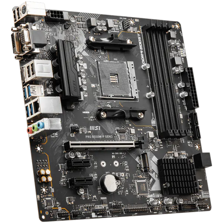 MSI Main Board PRO B550M-P (AM4,4x DDR4, 1xHDMI,1xDP,1xVGA, 1x PCI-E x16 slot, 2x PCI-E x1 slot, 2x M.2, 4x SATA 6G, GLAN) mATX [1]
