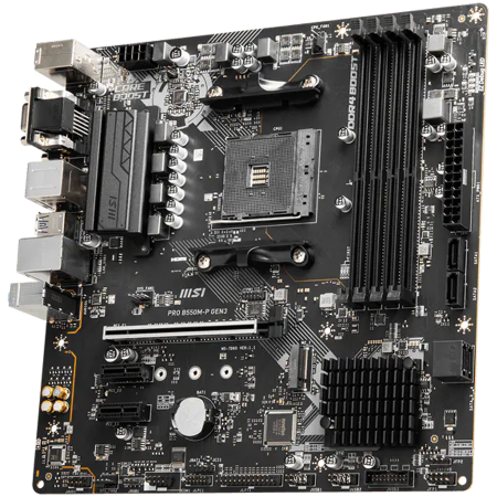 MSI Main Board PRO B550M-P (AM4,4x DDR4, 1xHDMI,1xDP,1xVGA, 1x PCI-E x16 slot, 2x PCI-E x1 slot, 2x M.2, 4x SATA 6G, GLAN) mATX [2]