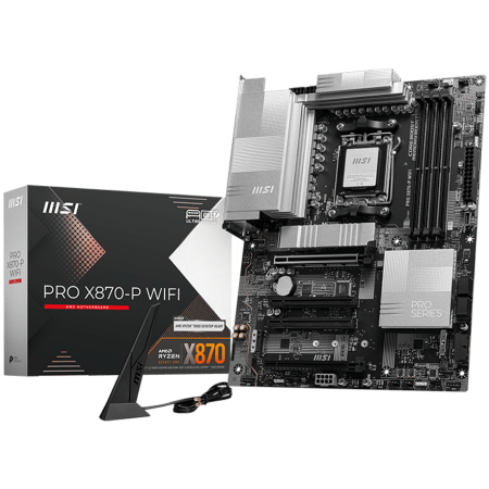 MSI Main Board PRO X870-P WIFI, X870,AM5,4xDDR5,4xPCI-Ex16,3xM.2,4xSATA3,1xUSB4,1xUSB3.2 Gen2x2,3xUSB3.2 Gen2 [0]