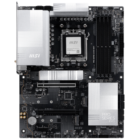 Componente PC - MSI Main Board PRO X870E-S EVO WIFI (AM5,4xDDR5,1xHDMI, 1xDP TypeC,2x PCI-E x16, 1x PCI-E x1, 3x M.2, 4x SATA 6G, 5GLAN, Wi-Fi 7) ATX