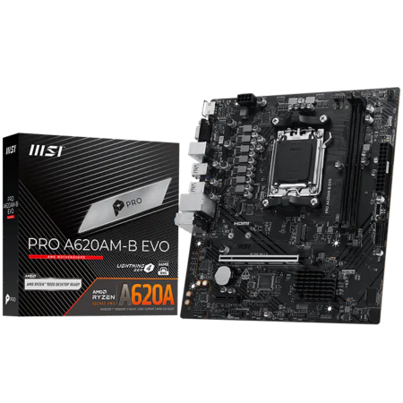 Componente PC - MSI Mainboard Desktop PRO A620AM-B EVO (AM5, 2xDDR5, 1xHDMI, 1xVGA, 1xPCI-E x16 slot, 1xPCI-E x1 slot, 1xM.2, 2xSATA 6G, 2.5GLAN) mATX