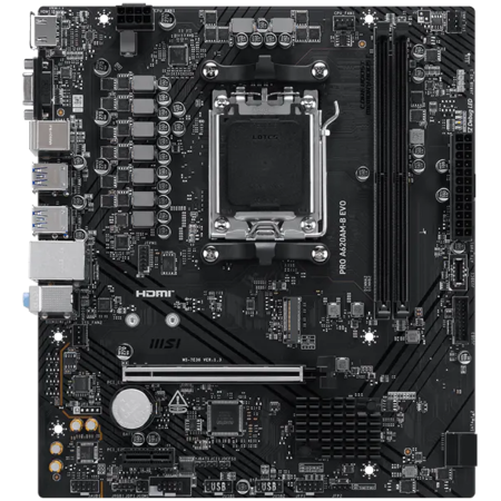 MSI Mainboard Desktop PRO A620AM-B EVO (AM5, 2xDDR5, 1xHDMI, 1xVGA, 1xPCI-E x16 slot, 1xPCI-E x1 slot, 1xM.2, 2xSATA 6G, 2.5GLAN) mATX [1]