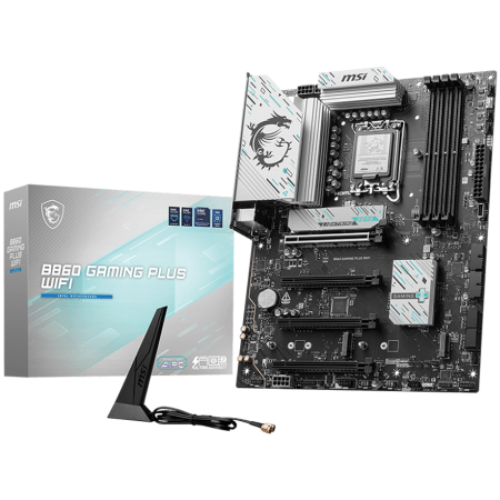 Componente PC - MSI PRO B860 GAMING PLUS WIFI, ATX, LGA 1851, 4x DDR5 Dual Channel DDR5 up to 8600(OC)MHz, 4x PCIe x16 slot, 3x M.2 slot, 4x USB 2.0, 2x USB 5Gbps, 2x USB 10Gbps, 1x USB 40Gbps Type-C, HDMI, DP, 7.1 H