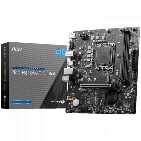 Componente PC - MSI PRO H610M-E, mATX, LGA 1700, Dual Channel DDR5 5600+MHz, 1x PCIe x16 slot, 1x M.2 slot, 1x HDMI, 1x VGA, 2x USB 3.2 Gen 1, 4x USB 2.0, 7.1 HD Audio, Realtek ALC897 Codec, 3Y