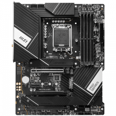 MSI PRO Z790-S WIFI , LGA 1700, INTEL Z790, 4xDDR5, Dual Channel DDR4 up to 7200+(OC)MHz, 3.0 x16 slot, 4x M.2 slots, 1x USB 3.2 Gen 2 (Type-C), 2x USB 3.2 Gen 1, 4x USB 2.0, 1x HDMI, 4x EZ Debug LED, [1]