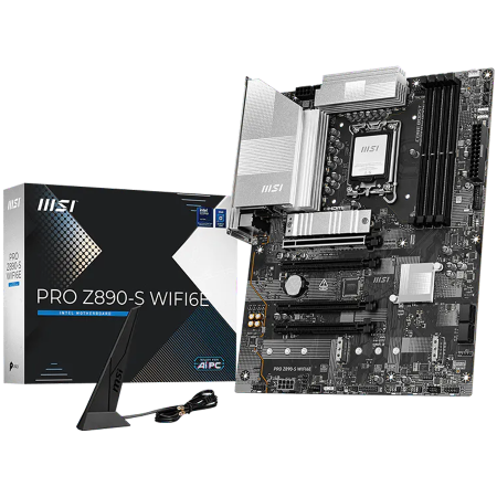 Componente PC - MSI PRO Z890-S WIFI6E, LGA 1851, Dual Channel DDR5 up to 8800(OC)MHz, 4x PCIe x16 slots, 3x M.2 slot, 6x USB 3.2 Gen 1, 1x USB 3.2 Gen 2x2 Type-C, 1x HDMI, 1x DP, 2.5Gbps LAN, WIFI6E, 7.1 Audio, 3Y