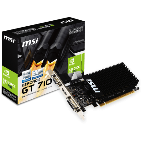 Componente PC - MSI Video Card GeForce GT 710 DDR3 2GB/64bit, 954MHz/1600GHz, PCI-E 2.0 x16, HDMI, DVI-D, Active cooling(1xfan), Low-profile, Retail