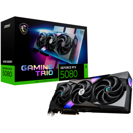 Placi Video - MSI Video Card Nvidia Gaming GeForce RTX 5080 16GB GDDR7 PCI Express 5.0 Video Card RTX 5080 16G GAMING TRIO OC