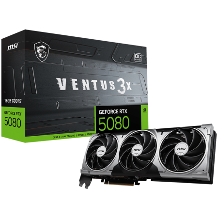 Componente PC - MSI Video Card Nvidia GeForce RTX 5080 16G VENTUS 3X OC, 16GB GDDR7, 256bit, Effective Memory Clock: 30000MHz, Boost: 2640 MHz, 10752 CUDA Cores, PCIe 5.0, 3x DP 2.1b, HDMI 2.1b, RAY TRACING, Triple F