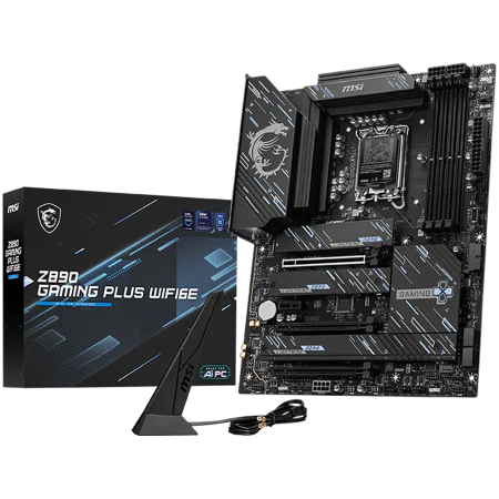 Componente PC - MSI Z890 GAMING PLUS WIFI6E, LGA 1851, Dual Channel DDR5 up to 9200(OC)MHz, 3x PCIe x16 slots, 4x M.2 slot, 4x USB 2.0, 2x USB 3.2 Gen 1, 1x USB 3.2 Gen 2, 1x USB 3.2 Gen 2 Type-C, 1x HDMI, 1x DP, 5Gb