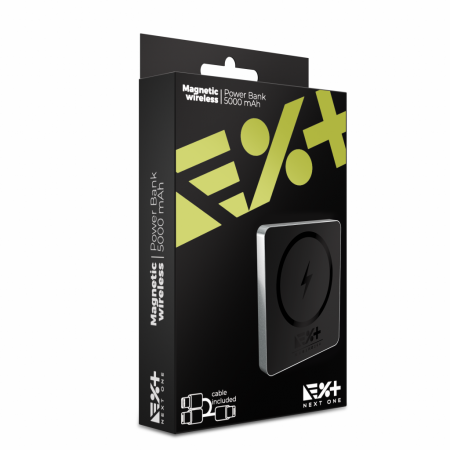 Next One Magnetic Wireless Power Bank (5000 mAH) - Black [10]