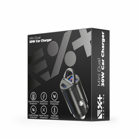 Next One Mini Dual 30W Car Charger - Black [5]