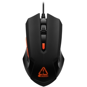 CANYON Star Raider GM-1, Optical Gaming Mouse with 6 programmable buttons, Pixart optical sensor, 4 levels of DPI and up to 3200, 3 million times key life, 1.65m PVC USB cable,rubber coating surface a [1]
