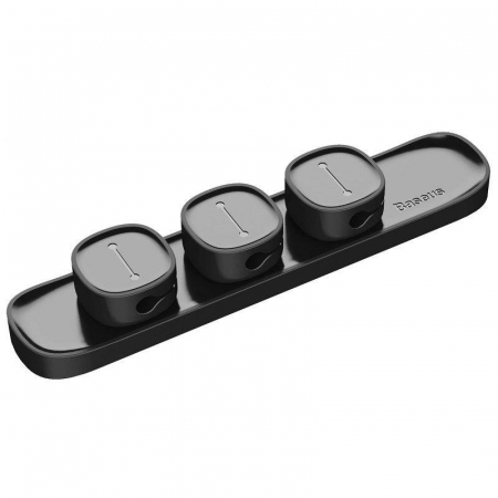 ORGANIZATOR cabluri Baseus Peas, adeziv 3M, trei orificii destinate organizarii prevazute cu magneti, negru \\"ACWDJ-01\\" [1]