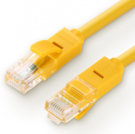Cablu retea - PATCH CORD UTP Ugreen Cat5e, "NW103" fire din cupru, viteza maxima 100 Mbps, 5m, galben "11233" (include TV 0.06 lei) - 6957303882335