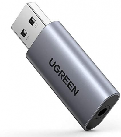 Adaptoare - PLACA de SUNET Ugreen "CM383" extern, interfata USB 2.0 (T) la 3.5 mm jack (M), gri "80864" (include TV 0.06lei) - 6957303888641