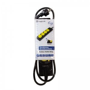 PRELUNGITOR LOGILINK  4 x prize Schuko, 1.4m, 16A, 3500W, capace prize, waterproof IP44, black, "LPS212" [2]