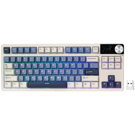 Jocuri si multimedia - ROYAL KLUDGE RK S85 Horizon Blue Gaming Keyboard Beige switch