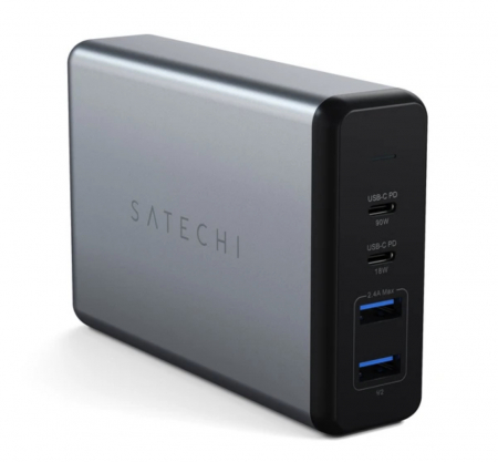 Laptop, Tablete & Telefoane - Satechi 108W Type-C MultiPort Travel Charger (1x USB-C PD,2x USB3.0,1xQualcomm 3.0) - Space Grey