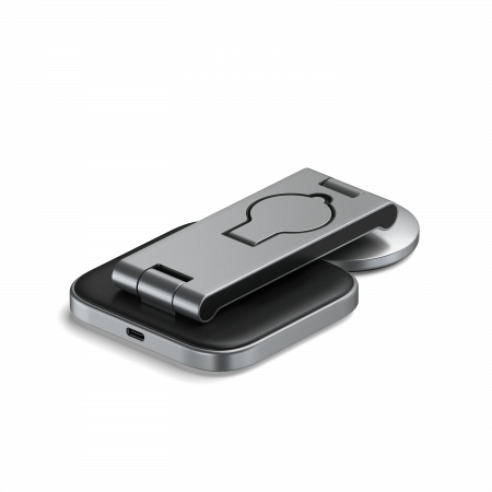 Satechi 3-in-1 Foldable Qi2 Wireless Charging Stand with Type A,C,G plugs - Space Gray [4]