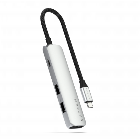 USB Hub - Satechi 4-in-1 USB-C Slim Multiport Adapter 4K - Silver