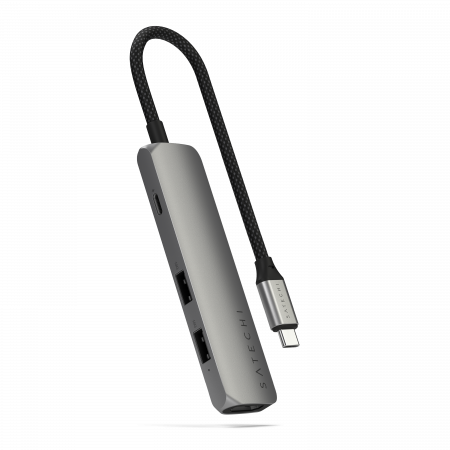 USB Hub - Satechi 4-in-1 USB-C Slim Multiport Adapter 4K - Space Grey