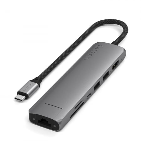 Satechi 7-in-1 USB-C Slim Multiport Adapter with Ethernet - Space Grey [2]