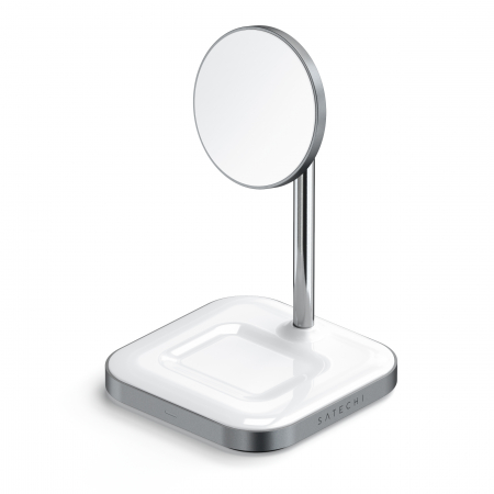 Laptop, Tablete & Telefoane - Satechi Aluminium 2-in-1 Magnetic Wireless Charging stand (iPhone 12/13, AirPods Pro, USB-C cable included) - White