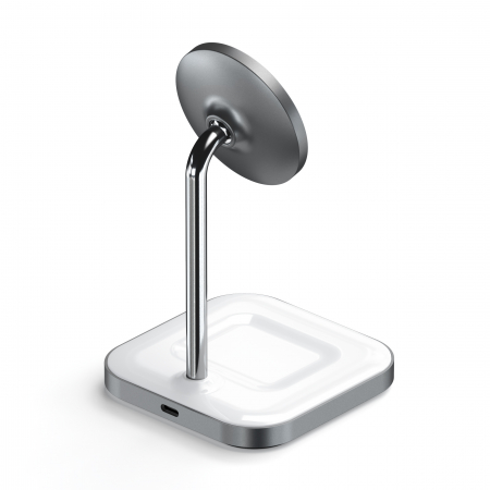 Satechi Aluminium 2-in-1 Magnetic Wireless Charging stand (iPhone 12/13, AirPods Pro, USB-C cable included) - White [5]