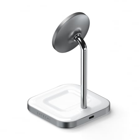 Satechi Aluminium 2-in-1 Magnetic Wireless Charging stand (iPhone 12/13, AirPods Pro, USB-C cable included) - White [2]