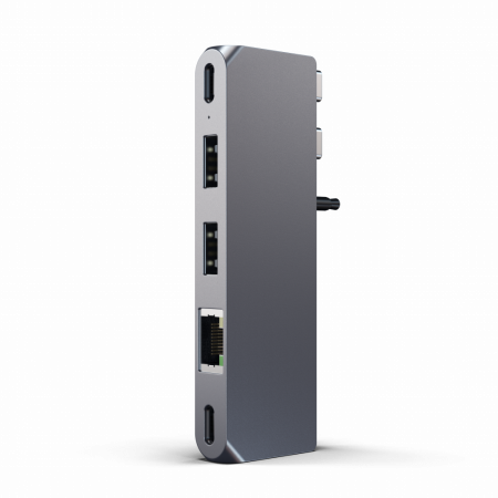 Satechi Aluminium Pro Hub Mini (1xUSB4 96W up to 6K 60Hz display output, 2 x USB-A 3.0, 1xEthernet, 1xUSB-C, 1xAudio) - Space Grey [3]