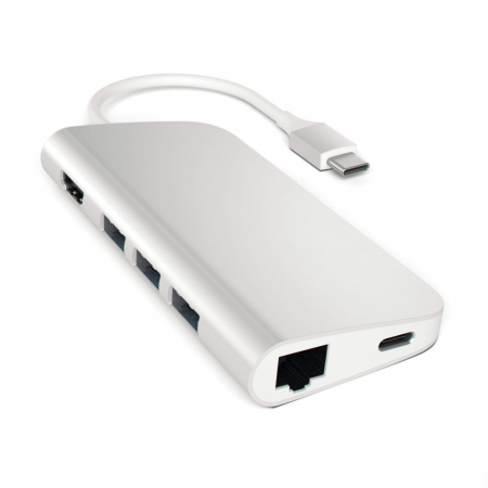 Satechi Aluminium Type-C Multi-Port Adapter (HDMI 4K,3x USB 3.0,MicroSD,Ethernet) - Silver [0]