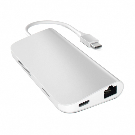 Satechi Aluminium Type-C Multi-Port Adapter (HDMI 4K,3x USB 3.0,MicroSD,Ethernet) - Silver [1]