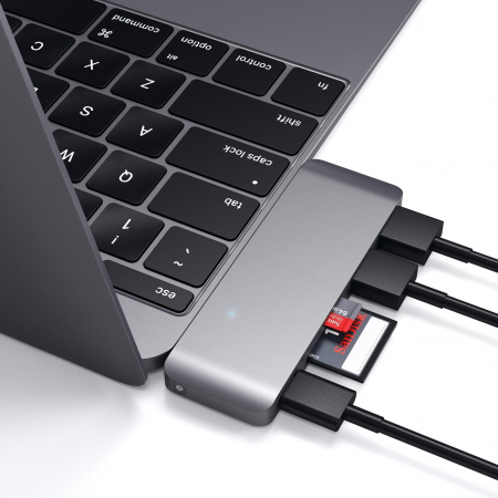 Satechi Aluminium Type-C Passthrough USB Hub (3x USB 3.0,MicroSD) - Space Grey [8]