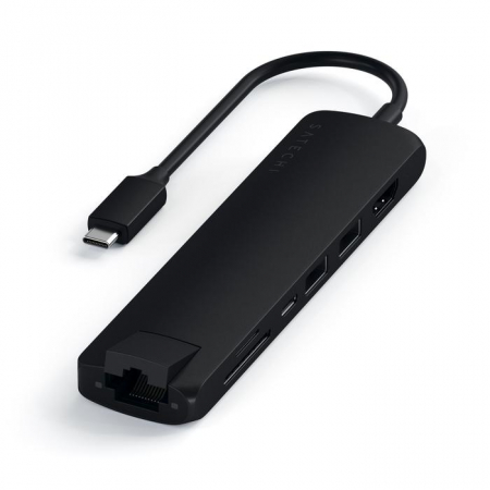 Satechi Aluminium Type-C Slim Multiport (1xHDMI 4K,2x USB-A,1x SD,1x Ethernet) - Black [0]