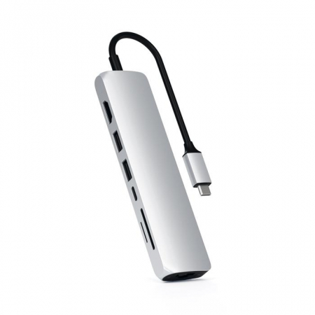 Satechi Aluminium Type-C Slim Multiport (1xHDMI 4K,2x USB-A,1x SD,1x Ethernet) - Silver [2]