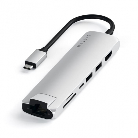 Satechi Aluminium Type-C Slim Multiport (1xHDMI 4K,2x USB-A,1x SD,1x Ethernet) - Silver [0]