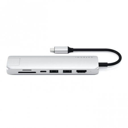 Satechi Aluminium Type-C Slim Multiport (1xHDMI 4K,2x USB-A,1x SD,1x Ethernet) - Silver [1]