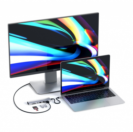 Satechi Aluminium Type-C Slim Multiport (1xHDMI 4K,2x USB-A,1x SD,1x Ethernet) - Silver [4]