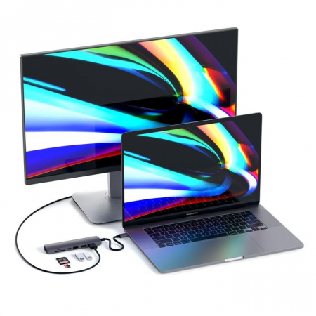 Satechi Aluminium Type-C Slim Multiport (1xHDMI 4K,2x USB-A,1x SD,1x Ethernet) - Space Grey [4]