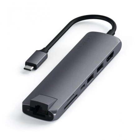Satechi Aluminium Type-C Slim Multiport (1xHDMI 4K,2x USB-A,1x SD,1x Ethernet) - Space Grey [0]