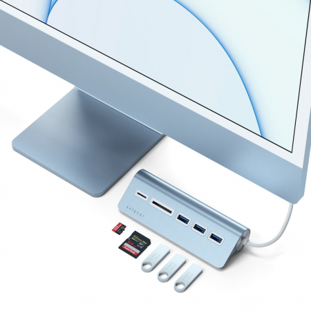 Satechi Aluminium Type-C USB Hub (3x USB 3.0,MicroSD) - Blue [0]