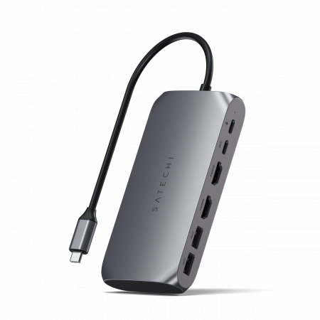 Satechi Aluminium USB-C Multimedia Adapter M1 (1x4K HDMI output 60Hz,1x4K HDMI output 30Hz,1xUSB-C PD 85W,1xUSB-C data,2xUSB-A) - Grey [5]