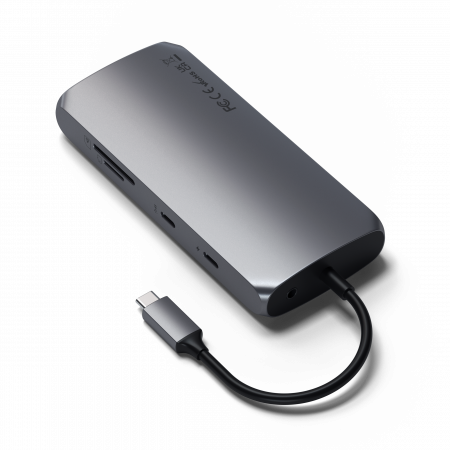 Satechi Aluminium USB-C Multiport MX Adapter (Dual 4K HDMI 60Hz/30Hz,USB-C PD 100W,Ethernet,1xUSB-C 5Gbps,2xUSB-A 3.0,Micro/SD,3.5mm audio) - Space Grey [2]