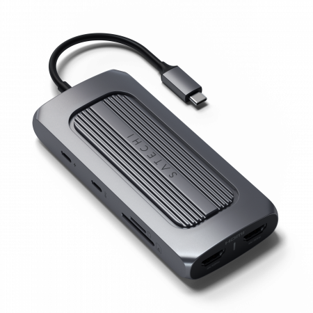 Satechi Aluminium USB-C Multiport MX Adapter (Dual 4K HDMI 60Hz/30Hz,USB-C PD 100W,Ethernet,1xUSB-C 5Gbps,2xUSB-A 3.0,Micro/SD,3.5mm audio) - Space Grey [7]