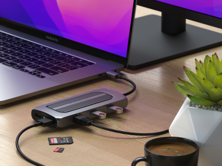Satechi Aluminium USB-C Multiport MX Adapter (Dual 4K HDMI 60Hz/30Hz,USB-C PD 100W,Ethernet,1xUSB-C 5Gbps,2xUSB-A 3.0,Micro/SD,3.5mm audio) - Space Grey [4]