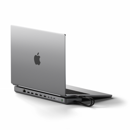Satechi Dual Dock Stand Docking Station with NVMe SSD Enclosure (USB-C PD Pass-through 75W,2xUSB-C 5Gbps&10Gbps,)2xHDMI 2.0 (4K/60Hz),1x DP 1.4 Port (4k/60Hz),2xUSB-A Ports 5Gbps&10Gbps,1xRJ45,1xM.2 S [2]
